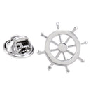 Silver Brass Nautical Ship Steering Wheel Collar Lapel Badge Marine Charms Fashion Women Mens Shirt Pin