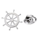 Silver Brass Nautical Ship Steering Wheel Collar Lapel Badge Marine Charms Fashion Women Mens Shirt Pin
