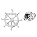 Silver Brass Nautical Ship Steering Wheel Collar Lapel Badge Marine Charms Fashion Women Mens Shirt Pin