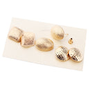 3 Pairs Women Gold Geometric Dangle Drop Ear Stud Earrings Party Jewelry
