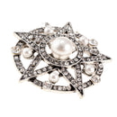Rhinestone Crystal Pentagram Star Pearl Brooch Pin Men Women Unisex Jewelry