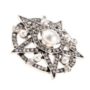 Rhinestone Crystal Pentagram Star Pearl Brooch Pin Men Women Unisex Jewelry