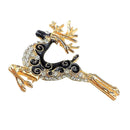 Multifunctional Necklace/Brooch Pin Crystal Christmas Reindeer Pendant Chain