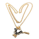 Multifunctional Necklace/Brooch Pin Crystal Christmas Reindeer Pendant Chain