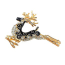 Multifunctional Necklace/Brooch Pin Crystal Christmas Reindeer Pendant Chain