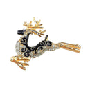 Multifunctional Necklace/Brooch Pin Crystal Christmas Reindeer Pendant Chain