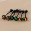 6 Pieces 16G Stainless Steel Tongue Ring Barbell Piercing Body Jewelry Black