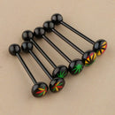 6 Pieces 16G Stainless Steel Tongue Ring Barbell Piercing Body Jewelry Black