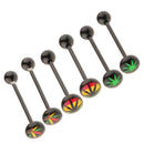 6 Pieces 16G Stainless Steel Tongue Ring Barbell Piercing Body Jewelry Black