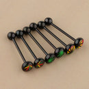 6 Pieces 16G Stainless Steel Tongue Ring Barbell Piercing Body Jewelry Black