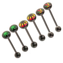 6 Pieces 16G Stainless Steel Tongue Ring Barbell Piercing Body Jewelry Black