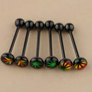 6 Pieces 16G Stainless Steel Tongue Ring Barbell Piercing Body Jewelry Black