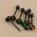 6 Pieces 16G Stainless Steel Tongue Ring Barbell Piercing Body Jewelry Black