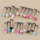 20Pcs Punk Rock Stainless Steel Lip Bar Labret Stud Tragus Ring Various Colours 16G