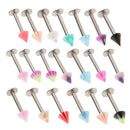 20Pcs Punk Rock Stainless Steel Lip Bar Labret Stud Tragus Ring Various Colours 16G