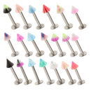 20Pcs Punk Rock Stainless Steel Lip Bar Labret Stud Tragus Ring Various Colours 16G