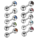 10 Pieces Stainless Steel Ear Tragus Ring Lip Tongue Bar Piercings Jewelry 14G