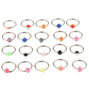 20 Pieces Stainless Steel Ball Loop Nose Ring Hoop Septum Studs Ear Piercing
