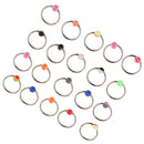 20 Pieces Stainless Steel Ball Loop Nose Ring Hoop Septum Studs Ear Piercing