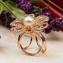 Gold Tone Simulated Pearls Fashion Flower Buckle Scarf Pin Brooch Jewelry