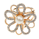 Gold Tone Simulated Pearls Fashion Flower Buckle Scarf Pin Brooch Jewelry