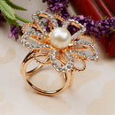 Gold Tone Simulated Pearls Fashion Flower Buckle Scarf Pin Brooch Jewelry