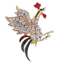 Crystal Rooster Badge Brooch Enamel Corsage Christmas Clothing Accessories