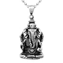 Ganesha Elephant God Necklace Mens Stainless Steel Success Fortune Charm
