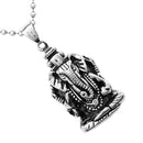 Ganesha Elephant God Necklace Mens Stainless Steel Success Fortune Charm