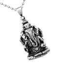 Ganesha Elephant God Necklace Mens Stainless Steel Success Fortune Charm