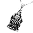 Ganesha Elephant God Necklace Mens Stainless Steel Success Fortune Charm