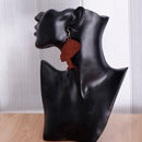 Ethnic Vintage African Lady Woman Head Wooden Hook Earrings Drop Dangle Stud
