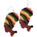 Fashion Unique African Women Lady Head Wrap Wood Hook Dangle Drop Earrings