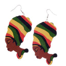 Fashion Unique African Women Lady Head Wrap Wood Hook Dangle Drop Earrings