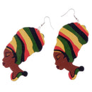 Fashion Unique African Women Lady Head Wrap Wood Hook Dangle Drop Earrings