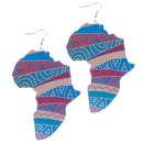 Africa Continent Wooden Dangle Pierced Dangle Earrings African Map Ear Hook