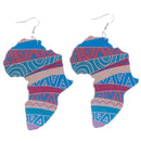Africa Continent Wooden Dangle Pierced Dangle Earrings African Map Ear Hook