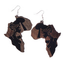 Chic Wooden African Map Women Figure Earrings India Lady Tribe Hook Earring