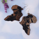Chic Wooden African Map Women Figure Earrings India Lady Tribe Hook Earring