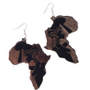Chic Wooden African Map Women Figure Earrings India Lady Tribe Hook Earring