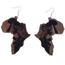 Chic Wooden African Map Women Figure Earrings India Lady Tribe Hook Earring