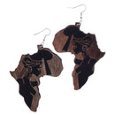 Chic Wooden African Map Women Figure Earrings India Lady Tribe Hook Earring