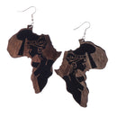 Chic Wooden African Map Women Figure Earrings India Lady Tribe Hook Earring