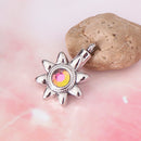 Rainbow Crystal Sunflower Pendant Cremation Jewelry For Ashes Urn Necklace