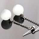 Women Silver Plated Stud Earrings Opal Dangle Drop Earrings Wedding Jewelry