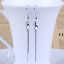 Korean Long Dangle Drop Chain Tassel Earrings Silver Plated Women Jewelry