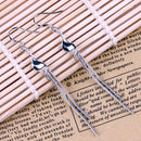 Korean Long Dangle Drop Chain Tassel Earrings Silver Plated Women Jewelry