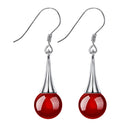 Fashion Nature Stone Round Ball Bead Women Drop Dangle Hook Earrings Jewelry