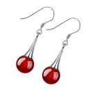 Fashion Nature Stone Round Ball Bead Women Drop Dangle Hook Earrings Jewelry