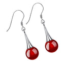 Fashion Nature Stone Round Ball Bead Women Drop Dangle Hook Earrings Jewelry
